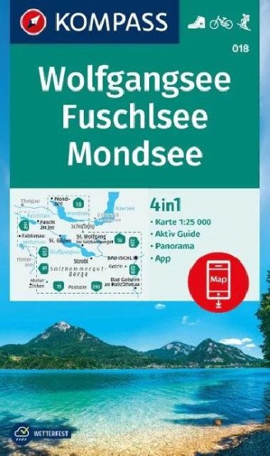 Wolfgangsee, Fuschlsee, Mondsee 1:25 000 / turistická mapa KOMPASS 018 - neuveden, neuveden