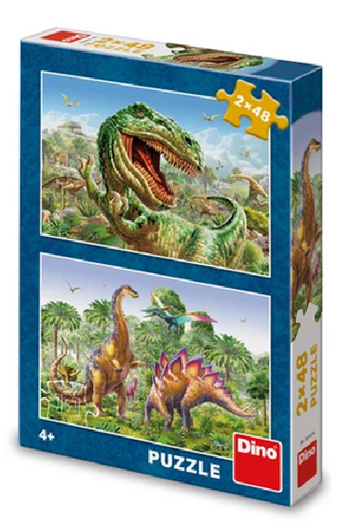 Puzzle 2x48 Souboj dinosaur - Dino Toys