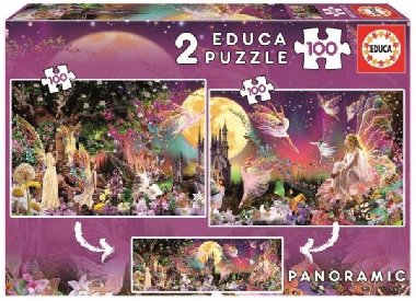 Puzzle Panorama Pohádkové víly 2x100 dílků - Educa