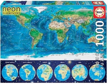 Puzzle svítící Mapa světa 1000 dílků - Educa
