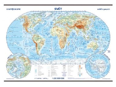Svět - školní nástěnná fyzická mapa 1:26 mil./136x96 cm - neuveden
