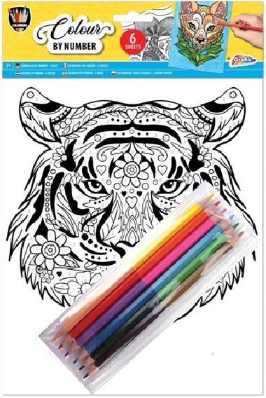 Malování podle čísel A4, pastelky Tygr