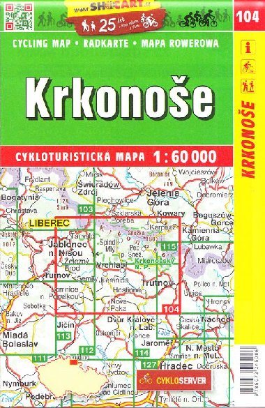 Krkonoe 1:60 000 - cyklomapa Shocart slo 104 - Shocart