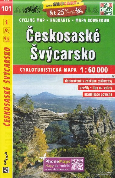 Českosaské Švýcarsko 1:60 000 - cyklomapa Shocart číslo 101 - Shocart