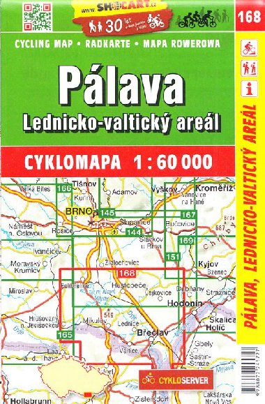 Pálava Lednicko-valtický areál 1:60 000 - cyklomapa Shocart číslo 168 - Shocart