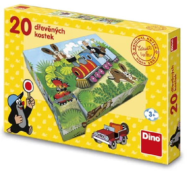 Krtek a dopravní prostředky - Dřevěné kostky 20 ks - Dino Toys