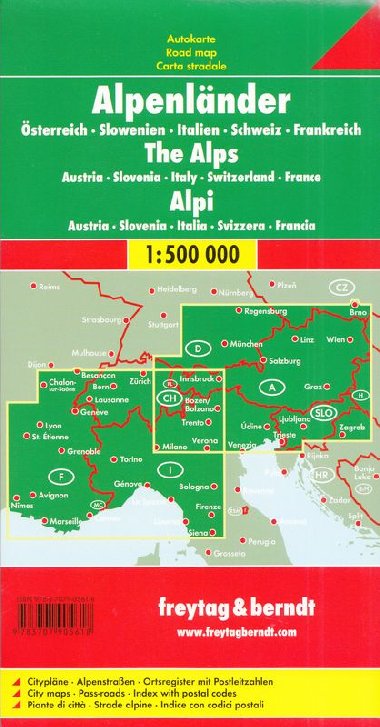 Alpy - mapa Freytag a Berndt 1:500 000 - Freytag a Berndt