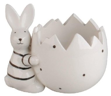 Zajíc s květináčkem z keramiky na postavení 13,5 x 10 x 11,5 cm - neuveden