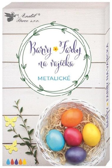 Barvy na vajíčka gelové metalické, 5ks v balení, rukavice - neuveden