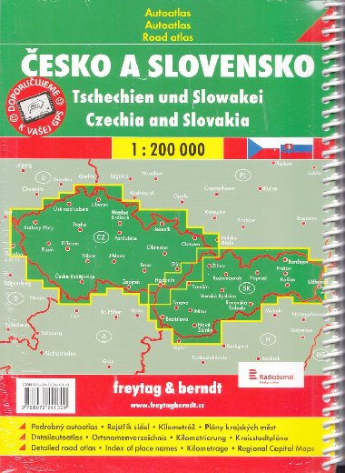 Česko a Slovensko autoatlas 1:200 000 spirála - Freytag a Berndt
