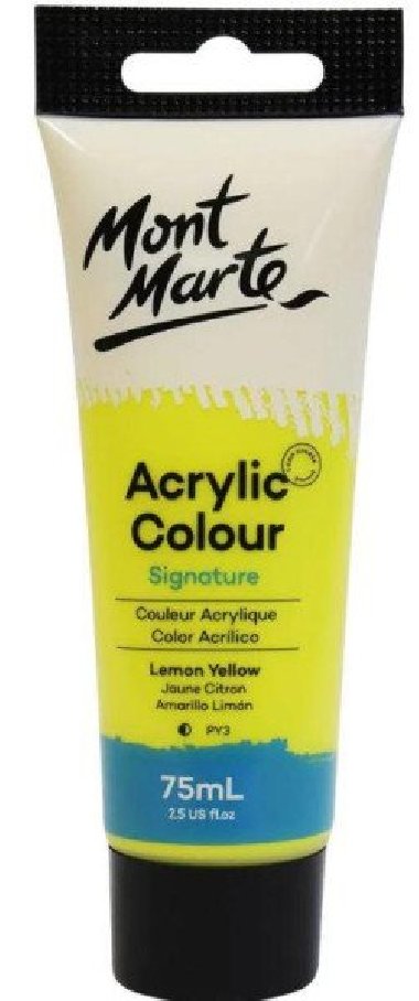Mont Marte Akrylov barva 75ml - citronov lut (Lemon Yellow), tuba - neuveden