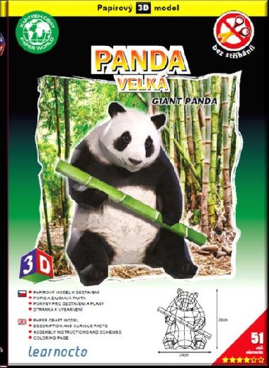 Panda velká - Papírový 3D model/51 dílků - neuveden