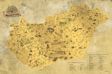 Stírací mapa Maďarska Deluxe - zlatá - neuveden