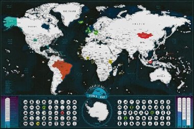 Stírací mapa světa EN - silver classic XL - neuveden