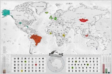 Stírací mapa světa EN - blanc silver XL - neuveden