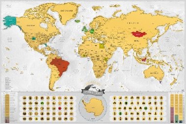 Stírací mapa světa EN - blanc gold XL - neuveden
