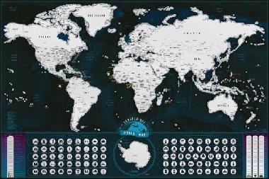 Stírací mapa světa EN - silver classic XXL - neuveden