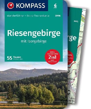 Riesengebirge mit Isergebirge Wanderfhrer + Extra-Tourenkarte - prvodce Krkonoemi v nmeckm jazyce - Kompass