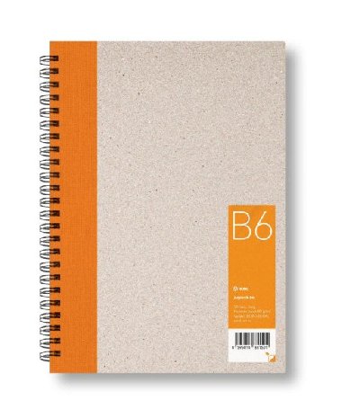 Kroužkový zápisník B6, čistý, oranžový, 50 listů
