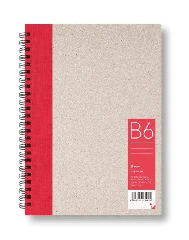 Kroužkový zápisník B6, linka, červený, 50 listů