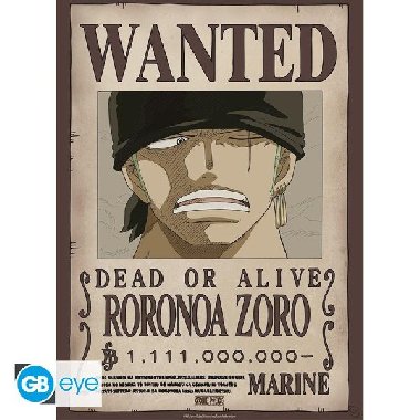 One Piece Plakát - Wanted Zoro 52x38 cm - neuveden