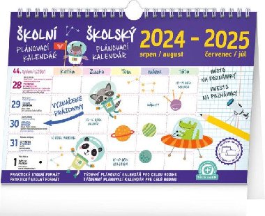 Školní plánovací kalendář s háčkem 2025, 30 × 21 cm