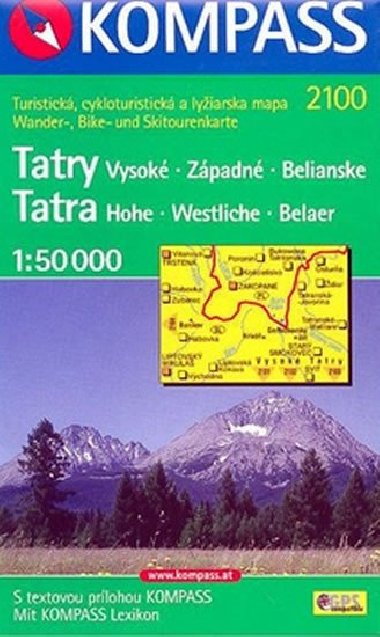 Tatry Vysok, Zpadn, Belianske mapa Kompass 1:50 000 slo 2100 - Kompass