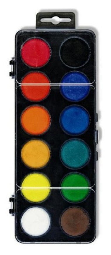 Vodov barvy 30 mm ern krabika (12 barev) - Koh-I-Noor
