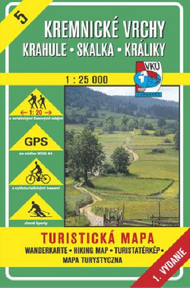 Kremnické vrchy Krahule Skalka Králiky - mapa VKÚ 1:25 000 číslo 5 - Vojenský kartografický ústav