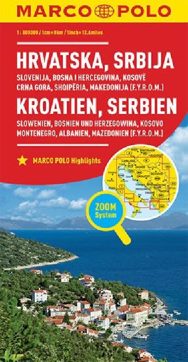 Chorvatsko, Srbsko, Slovinsko, Bosna mapa 1:800 000 (ZoomSystem) - Marco Polo
