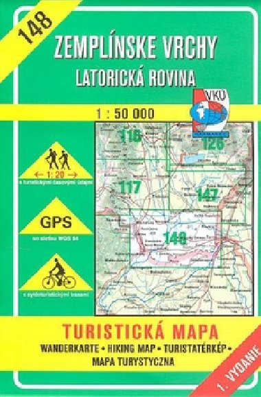 Zemplínske vrchy - Latorická rovina - mapa VKÚ 1:50 000 číslo 148 - Vojenský kartografický ústav