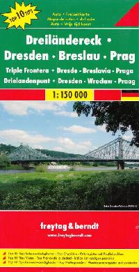 Trojmezí Německo - Polsko - Česko - mapa 1:150 000 (Dreiländereck Dresden Breslau Prag) - Freytag a Berndt