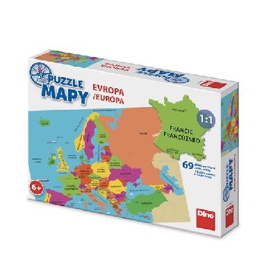 Puzzle mapy Evropa: puzzle 69 dílků - neuveden