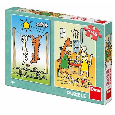 Pejsek a kočička: puzzle 2x48 dílků - neuveden