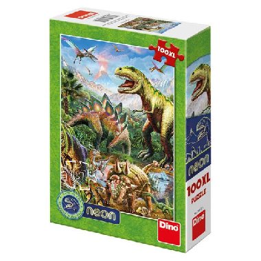 Svět dinosaurů: svítící neonové puzzle 100XL dílků - neuveden