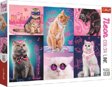Super kočky: Puzzle Neon Color Line/1000 dílků - neuveden