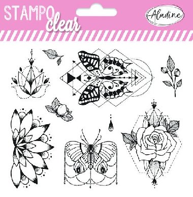 Gelová razítka StampoClear - Motýli v květinách - neuveden