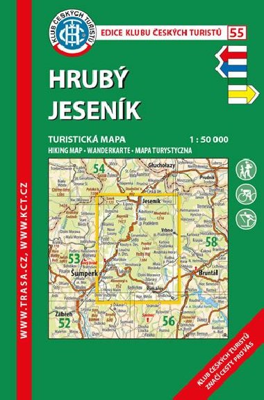 Hrubý Jeseník - mapa KČT 1:50 000 číslo 55 - 9. vydání 2019 - Klub Českých Turistů