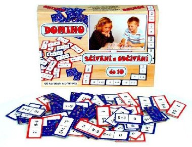 Domino sčítání a odčítání do 10 - společenská hra 60 ks v krabici - neuveden