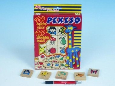 Pexeso dřevo - společenská hra / 40 ks v krabici - neuveden