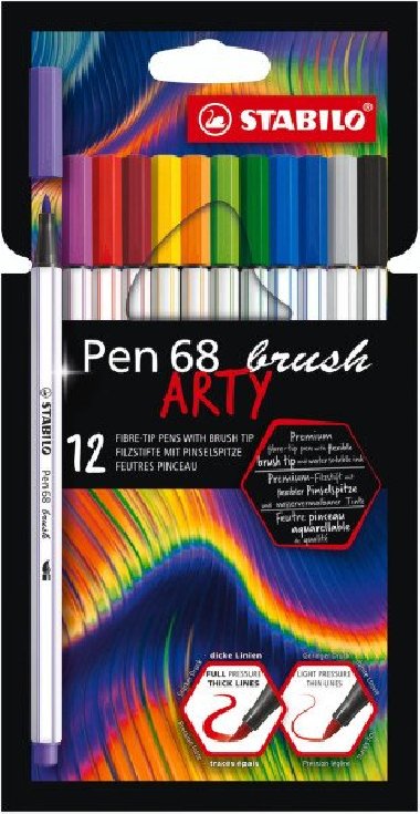 STABILO Fix Pen 68 brush, sada 12 ks v pouzdru"ARTY" - neuveden