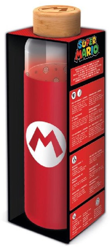 Skleněná láhev s návlekem - Super Mario 585 ml - neuveden