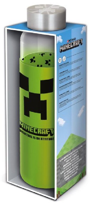 Skleněná láhev s návlekem - Minecraft 585 ml - neuveden