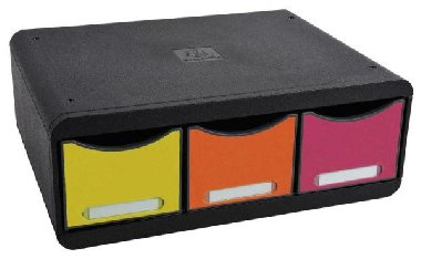 Exacompta zásuvkový box A4 maxi nízký Plus duhový - 3 zásuvky - neuveden