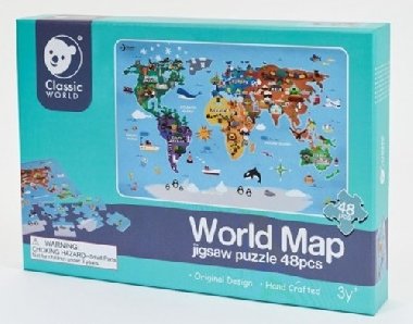 Puzzle Mapa Světa 48 dílků v krabici