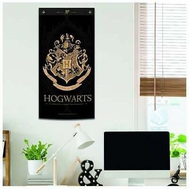 Textilní Banner na zeď Harry Potter - Bradavice černé - neuveden