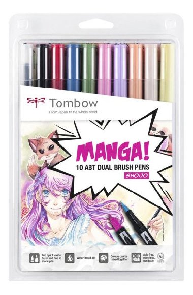 Tombow Sada oboustranných fixů ABT Dual Brush Pen - Manga Shojo 10 ks - neuveden
