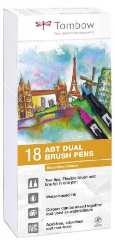 Tombow Sada oboustranných fixů ABT Dual Brush Pen - Secondary colours 18 ks - neuveden