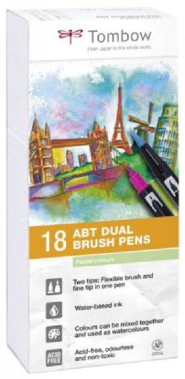 Tombow Sada oboustranných fixů ABT Dual Brush Pen - Pastels 18 ks - neuveden