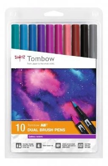 Tombow Sada oboustranných fixů ABT Dual Brush Pen - Galaxy colors 10 ks - neuveden